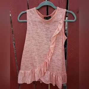 DIANE GILMAN NWT PEACH BURNOUT SHIRT WITH RUFFLE